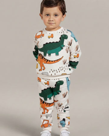 FULL PRINTED HEAVY COTTON SWEATSHIRT AND JOGGER SET .