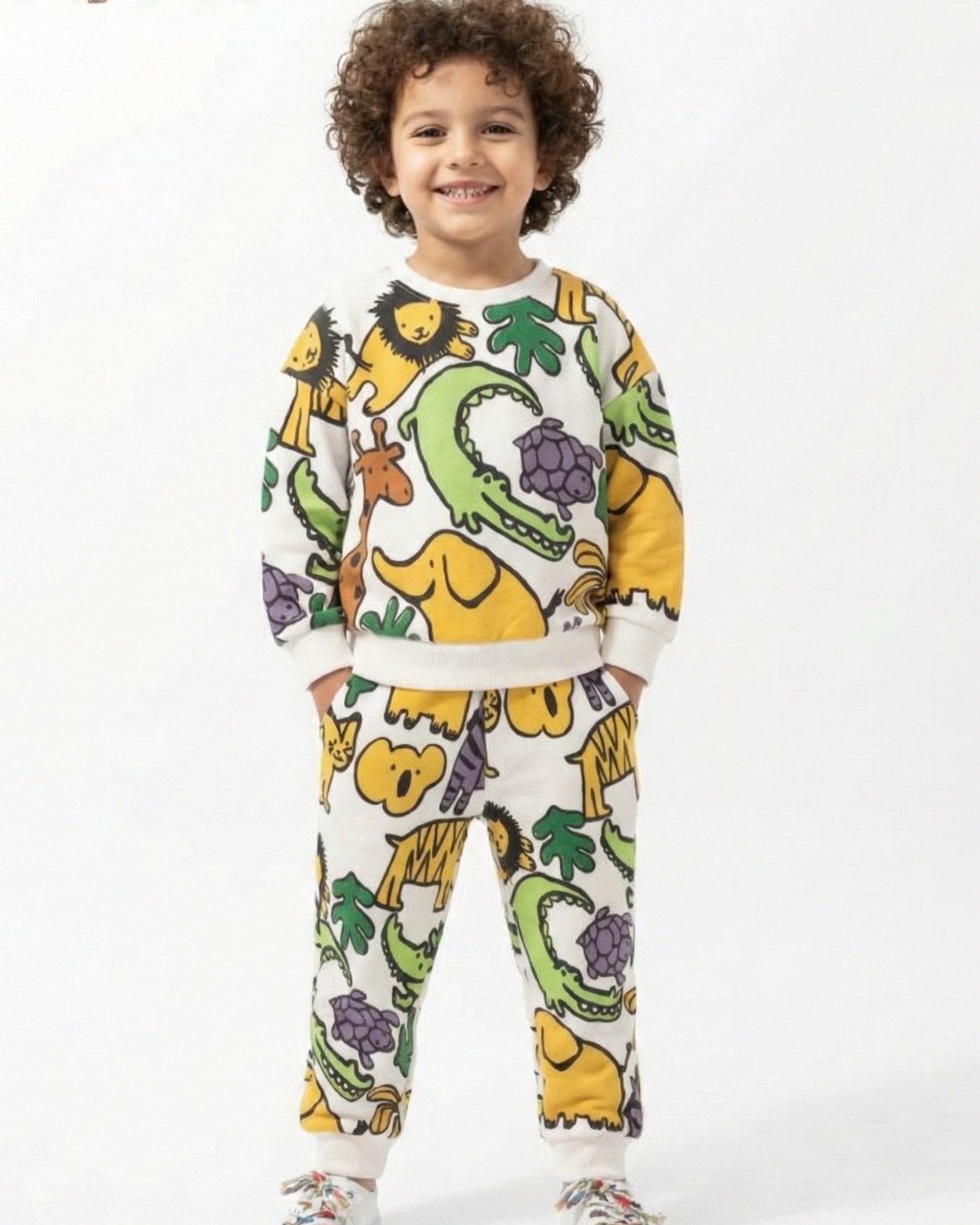 FULL PRINTED HEAVY COTTON SWEATSHIRT AND JOGGER SET