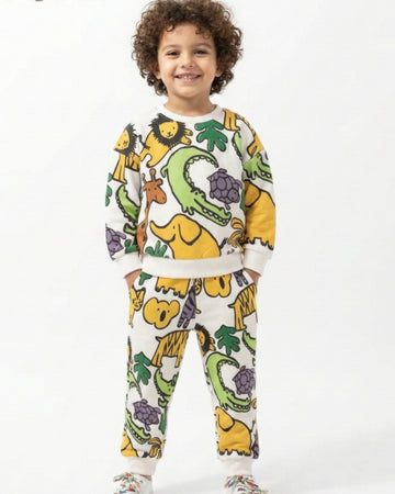 FULL PRINTED HEAVY COTTON SWEATSHIRT AND JOGGER SET