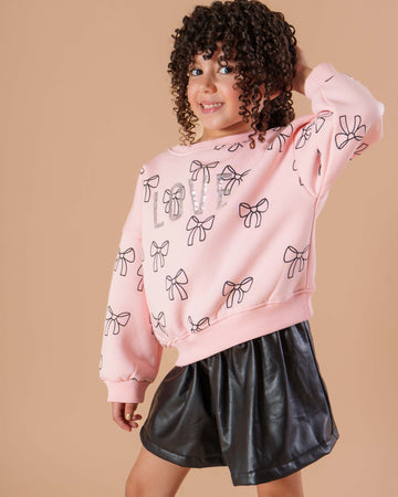 ( 2-PIECES-Set) Leather Skirt + Cotton Sweatshirt Love.