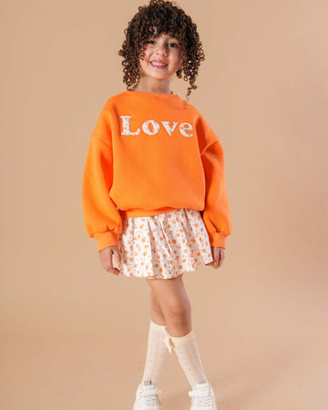 (2-PIECES-Set) Cotton sweatshirt Love + Cotton skirt