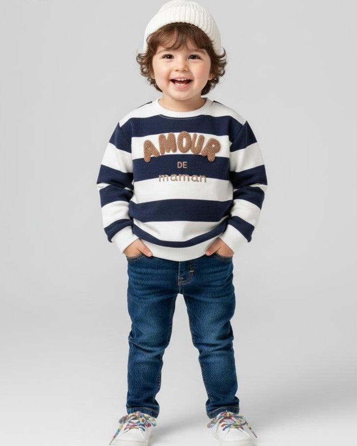 STRIPED PRINTED COTTON SWEATSHIRT