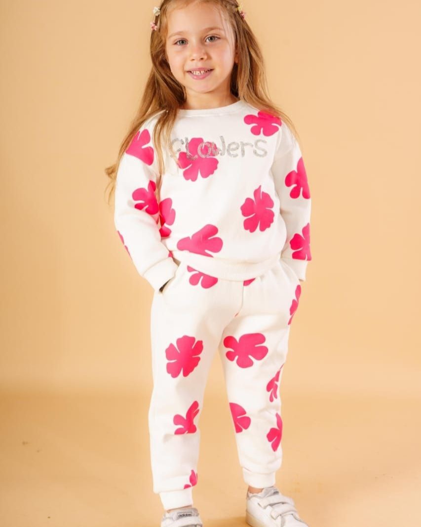 (SET)FLOWERS COTTON SWEATSHIRT AND JOGGER
