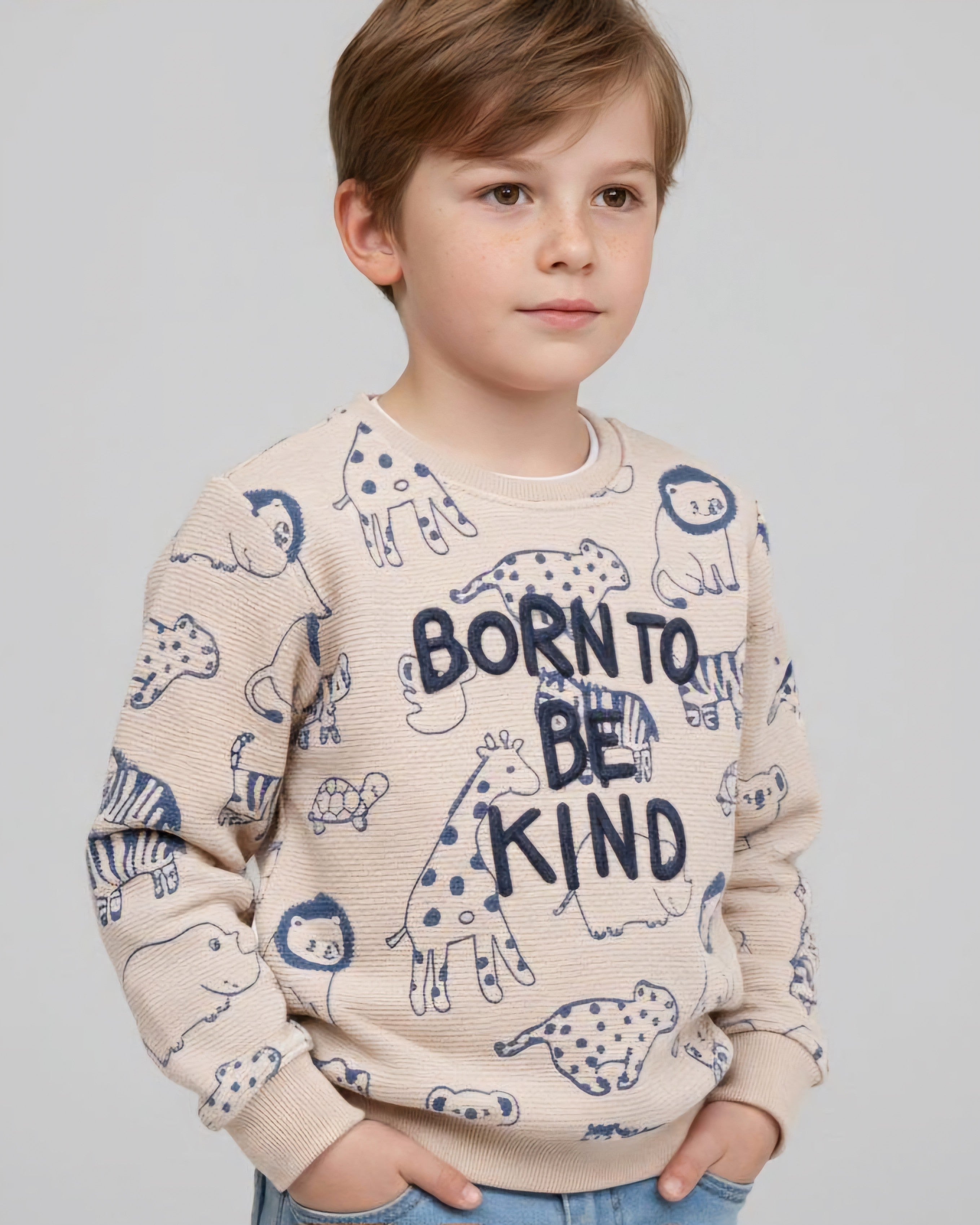 (Born to be Kind ) Full printed cotton sweatshirt