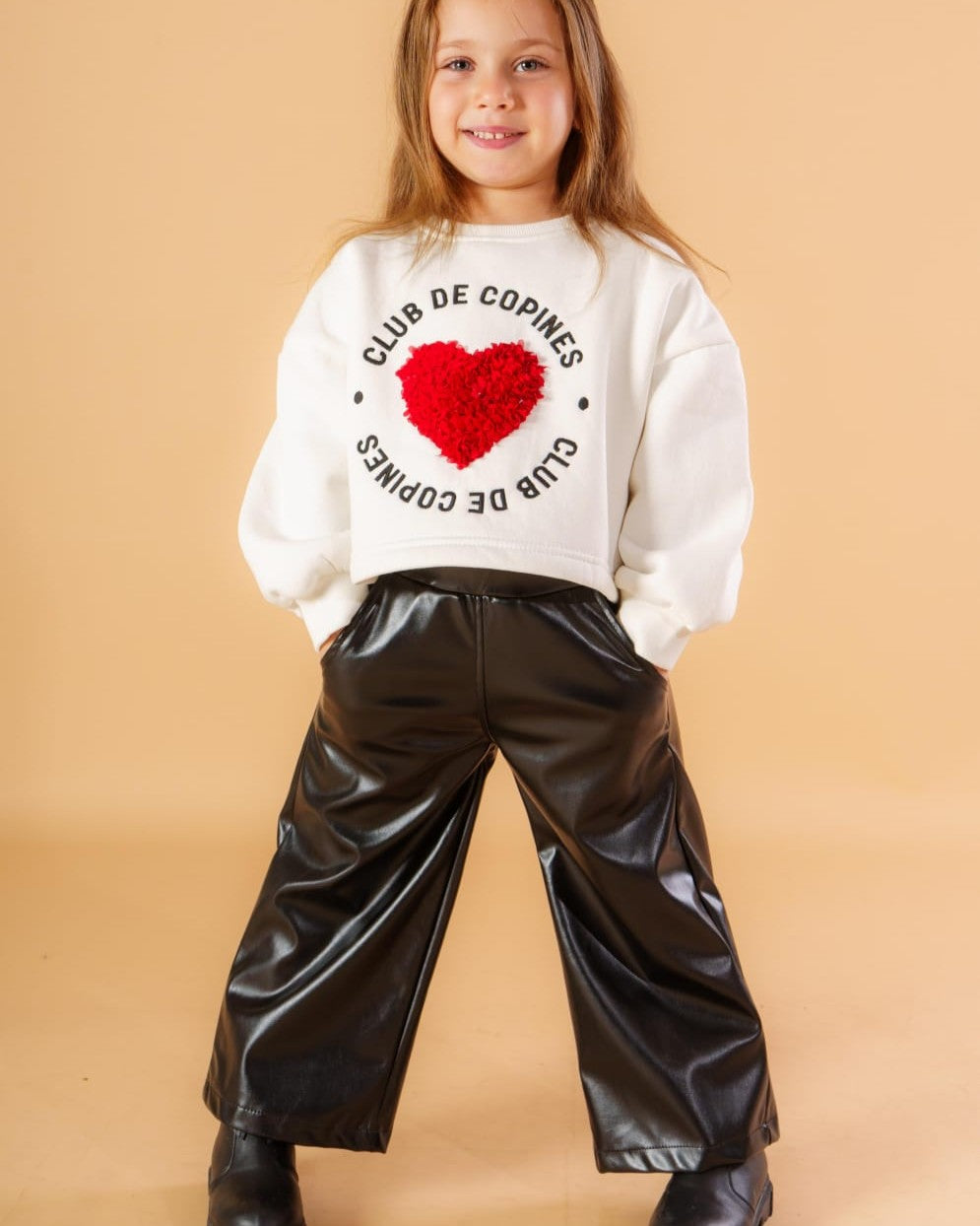 (2-PIECES-Set) Sweetshirt + Leather Pant (LOVE)