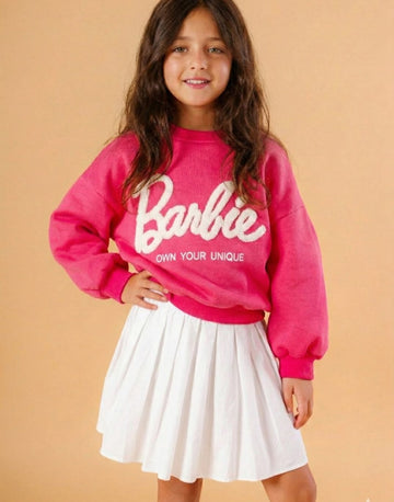 (2-PIECES-Set)Barbie Cotton sweatshirt + skirt/