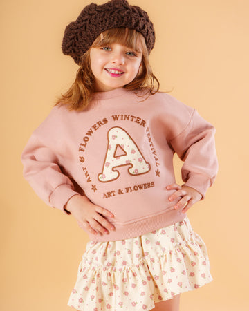 (2-PIECES-Set) Flower Winter Cotton sweatshirt & Skirt